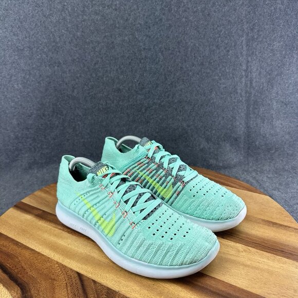 Nike Free Rn Flyknit Green Glow Woman’s Size 6.5 (831070-300) - Picture 2 of 12